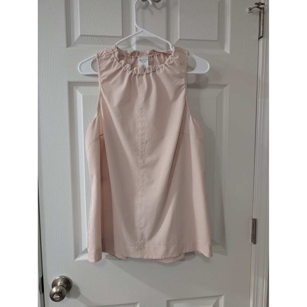 Athleta,‎ Medium, Boundless Tank, Light Pink Rip Stop Cinch Back, Athleisure Top
